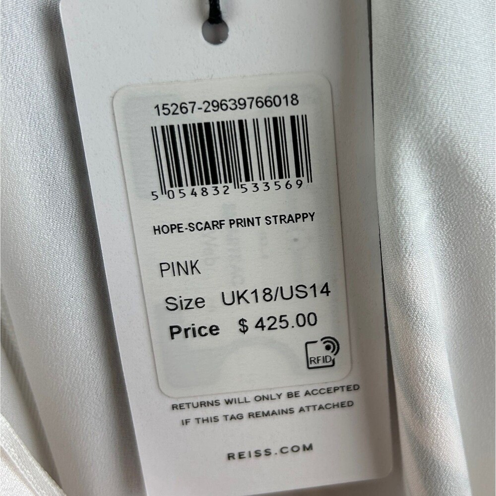 NWT REISS Hope Scarf Print Wrap Dress Asymmetrical Hem Pink White Black US 14 - Picture 12 of 16